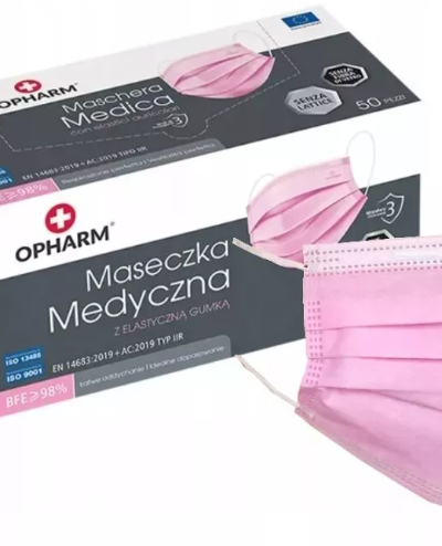 Maseczka ochronna różowa 50szt