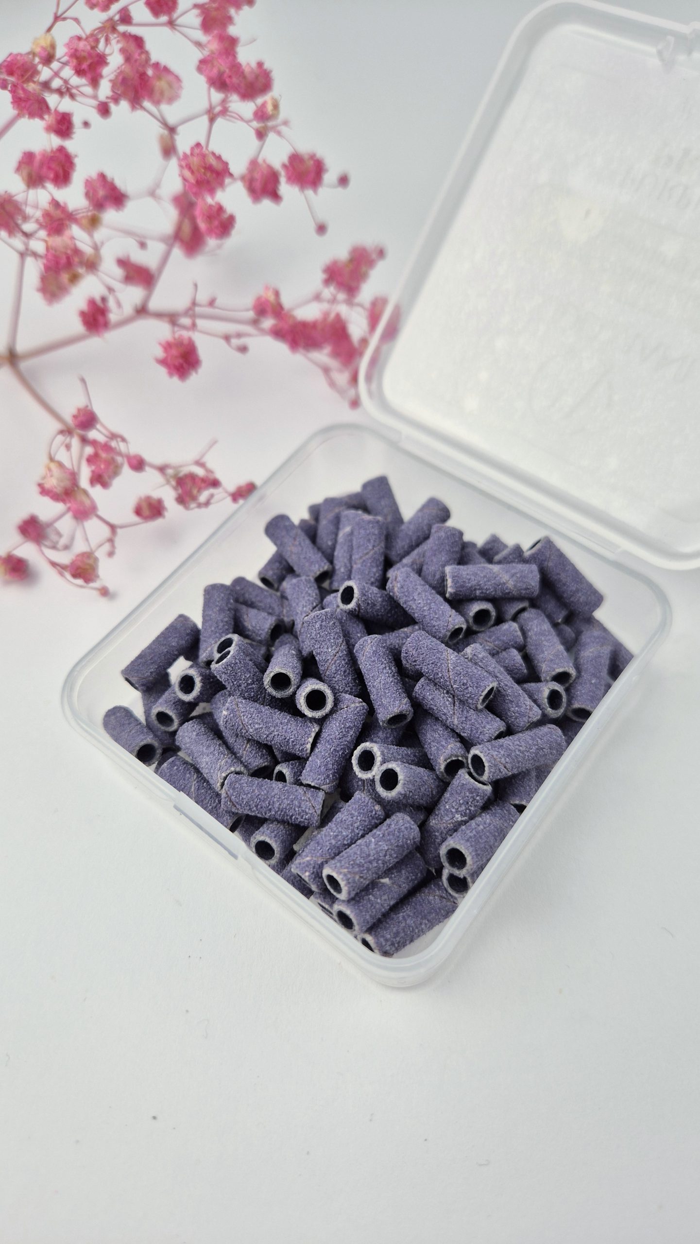 MINI #150 PURPLE – fioletowe nakładki / opaski ścierne do manicure na mandrel (100szt)
